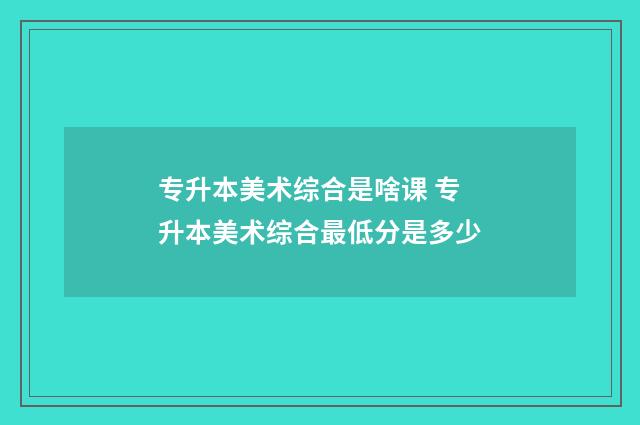 专升本美术综合是啥课 专升本美术综合最低分是多少