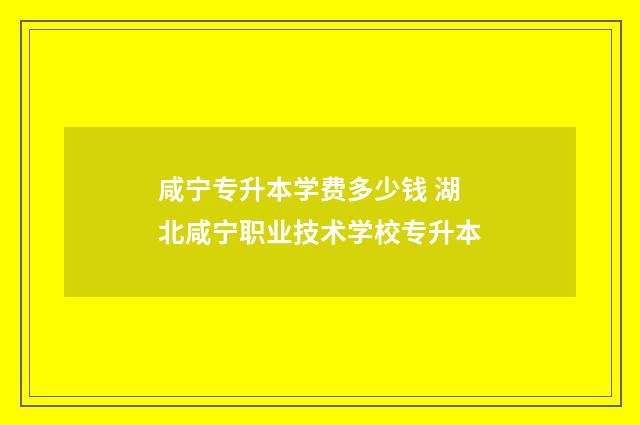 咸宁专升本学费多少钱 湖北咸宁职业技术学校专升本