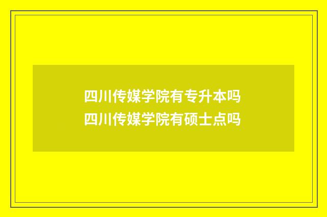 四川传媒学院有专升本吗 四川传媒学院有硕士点吗