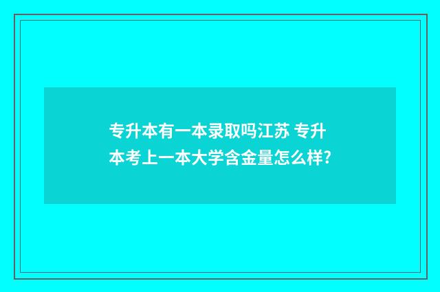 专升本有一本录取吗江苏 专升本考上一本大学含金量怎么样?