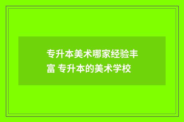 专升本美术哪家经验丰富 专升本的美术学校