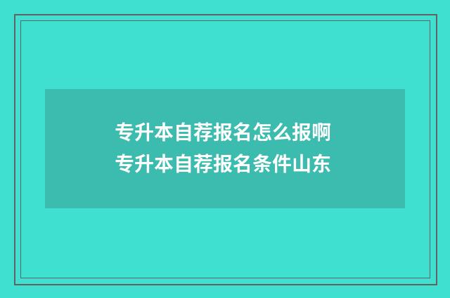 专升本自荐报名怎么报啊 专升本自荐报名条件山东