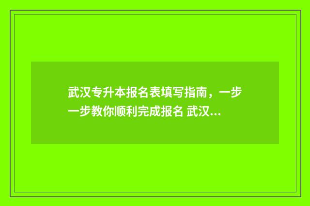 武汉专升本报名表填写指南，一步一步教你顺利完成报名 武汉专升本报名时间2024