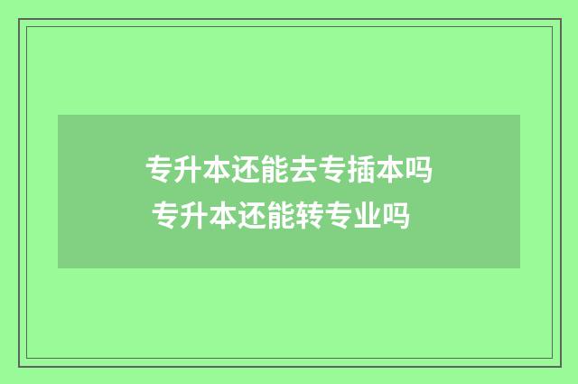 专升本还能去专插本吗 专升本还能转专业吗