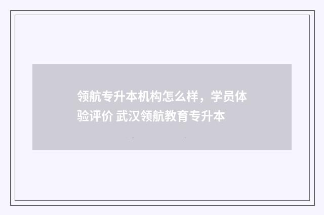 领航专升本机构怎么样，学员体验评价 武汉领航教育专升本