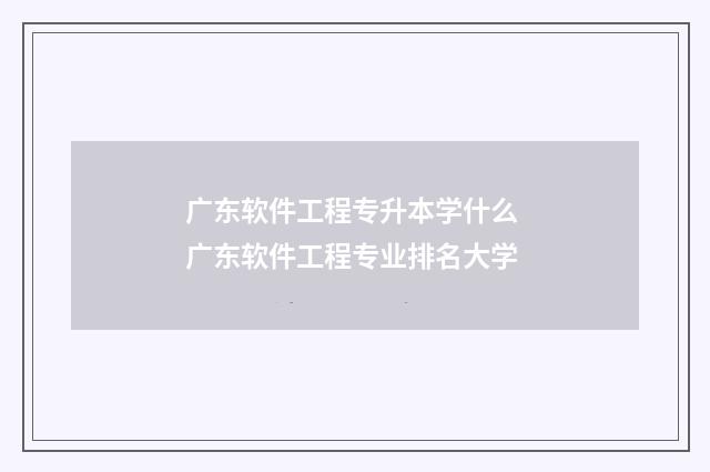 广东软件工程专升本学什么 广东软件工程专业排名大学