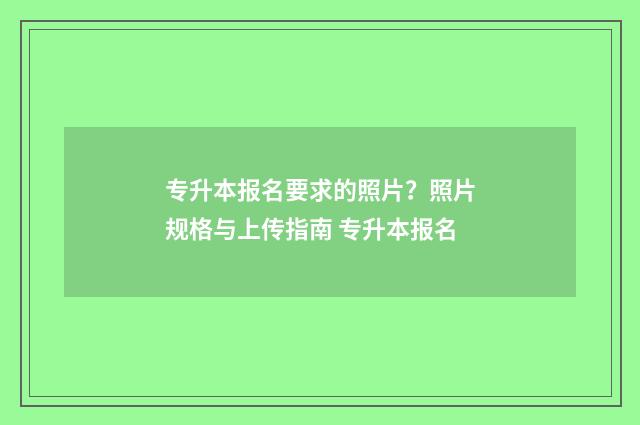 专升本报名要求的照片?照片规格与上传指南 专升本报名