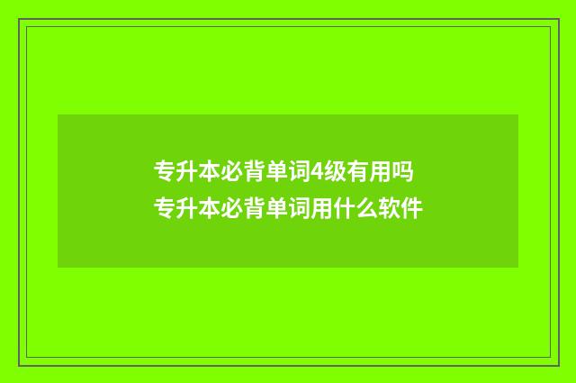 专升本必背单词4级有用吗 专升本必背单词用什么软件
