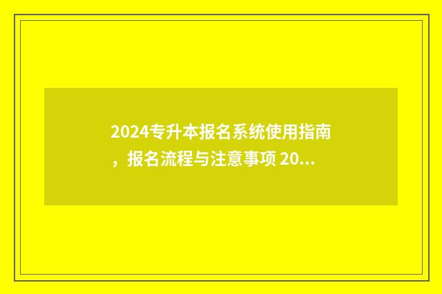 2024专升本报名系统使用指南,报名流程与注意事项 2024专升本报名政策