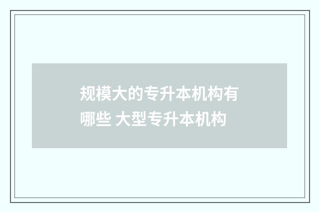 规模大的专升本机构有哪些 大型专升本机构