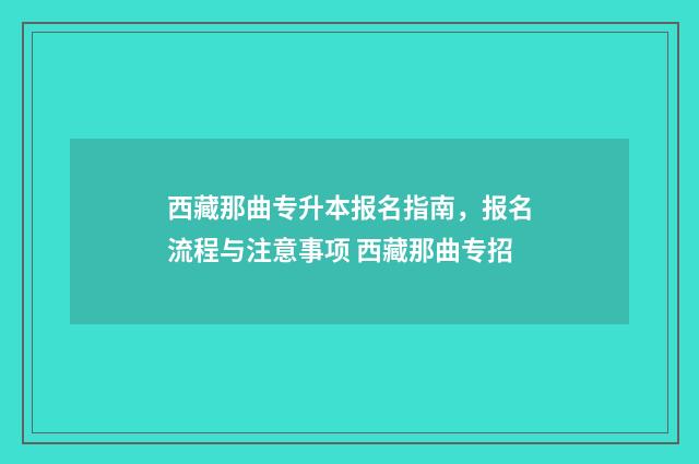 西藏那曲专升本报名指南,报名流程与注意事项 西藏那曲专招