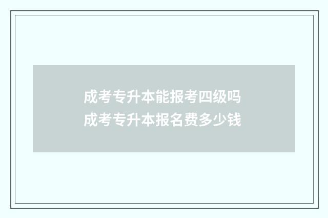 成考专升本能报考四级吗 成考专升本报名费多少钱