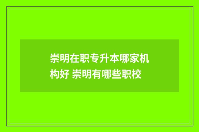 崇明在职专升本哪家机构好 崇明有哪些职校