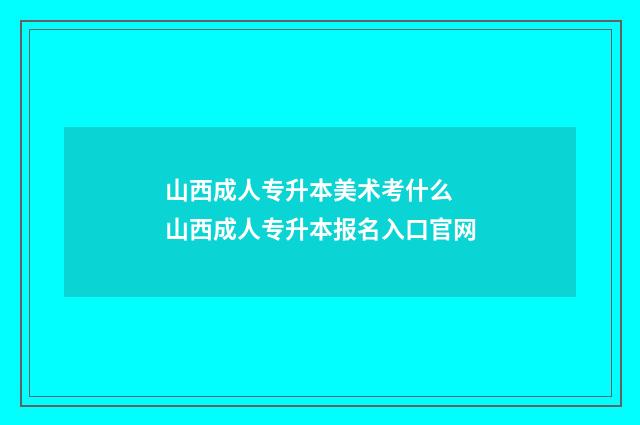 山西成人专升本美术考什么 山西成人专升本报名入口官网