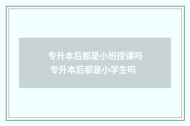 专升本后都是小班授课吗 专升本后都是小学生吗