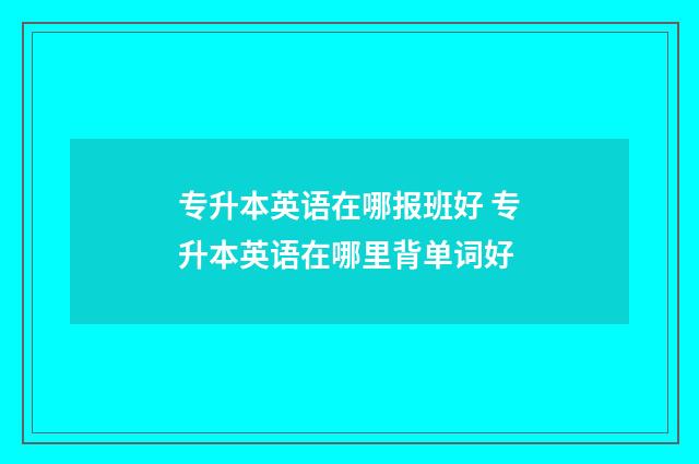 专升本英语在哪报班好 专升本英语在哪里背单词好