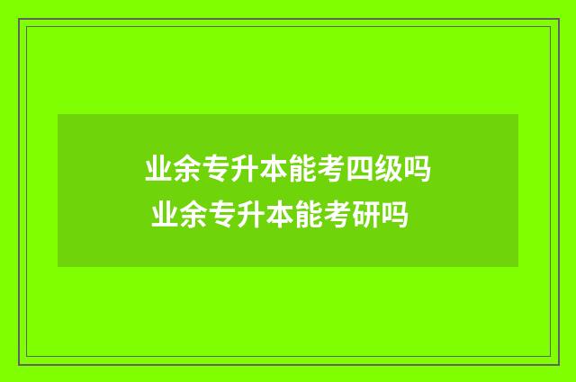 业余专升本能考四级吗 业余专升本能考研吗