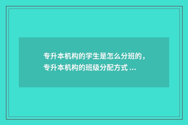 专升本机构的学生是怎么分班的，专升本机构的班级分配方式 专升本机构的学校资源