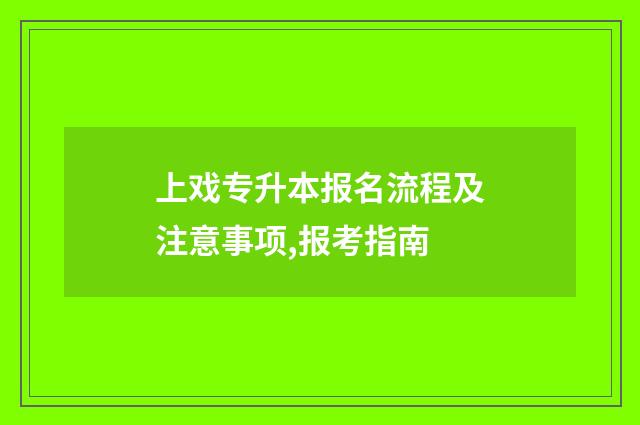 上戏专升本报名流程及注意事项,报考指南