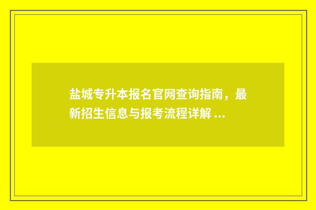 盐城专升本报名官网查询指南，最新招生信息与报考流程详解 盐城专升本培训机构