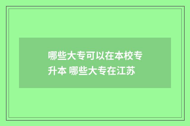 哪些大专可以在本校专升本 哪些大专在江苏