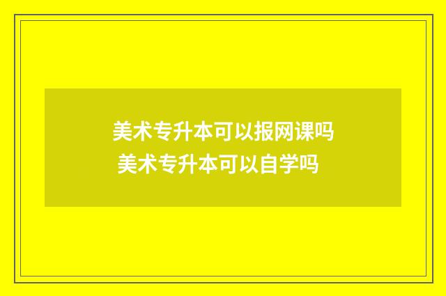 美术专升本可以报网课吗 美术专升本可以自学吗