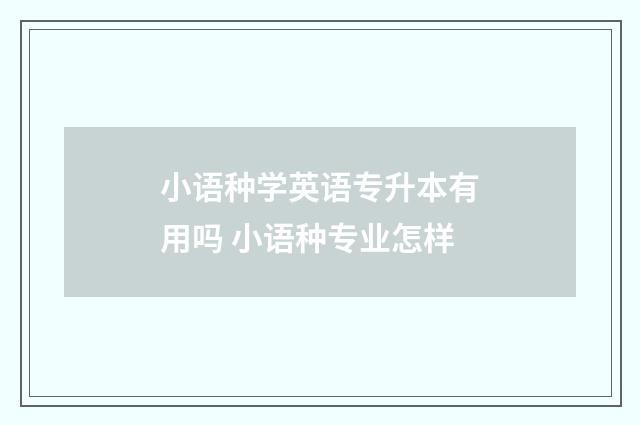 小语种学英语专升本有用吗 小语种专业怎样