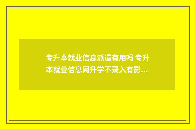 专升本就业信息派遣有用吗 专升本就业信息网升学不录入有影响吗