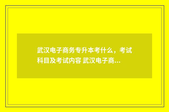 武汉电子商务专升本考什么，考试科目及考试内容 武汉电子商务专业招聘网