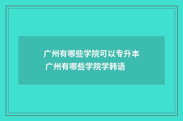 广州有哪些学院可以专升本 广州有哪些学院学韩语