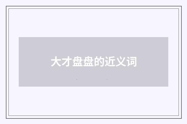 大才盘盘的近义词