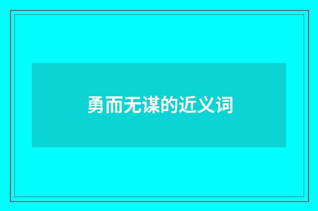 勇而无谋的近义词