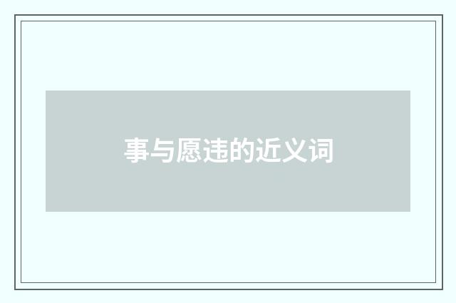 事与愿违的近义词
