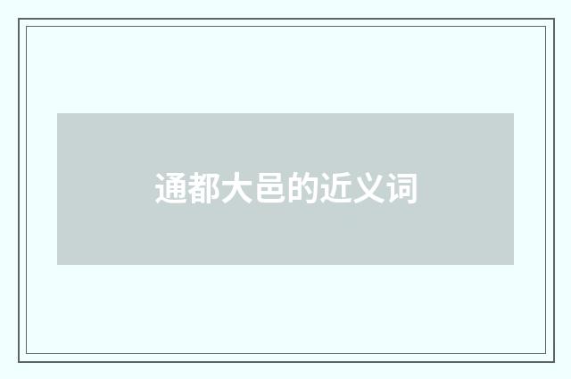通都大邑的近义词