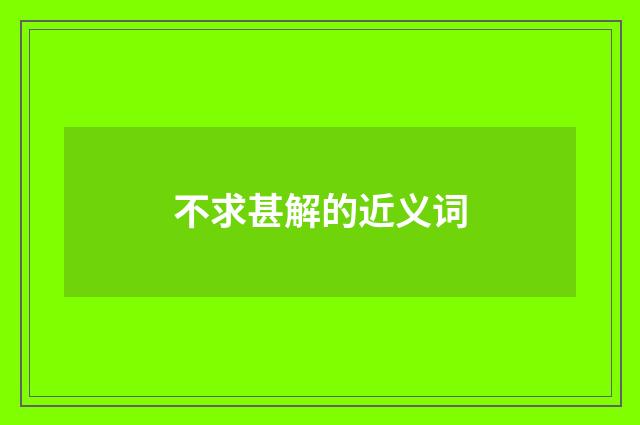不求甚解的近义词
