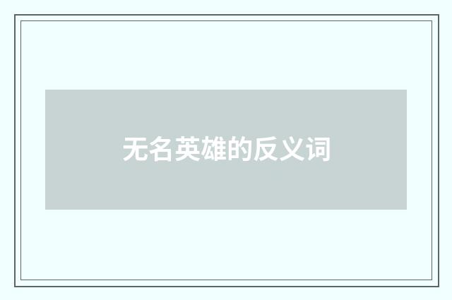 无名英雄的反义词