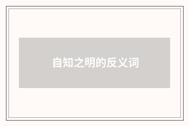 自知之明的反义词