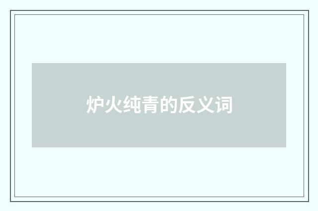 炉火纯青的反义词
