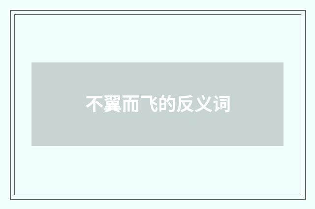 不翼而飞的反义词