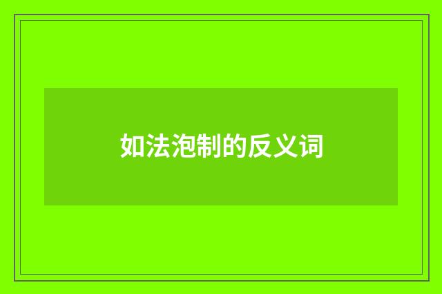 如法泡制的反义词