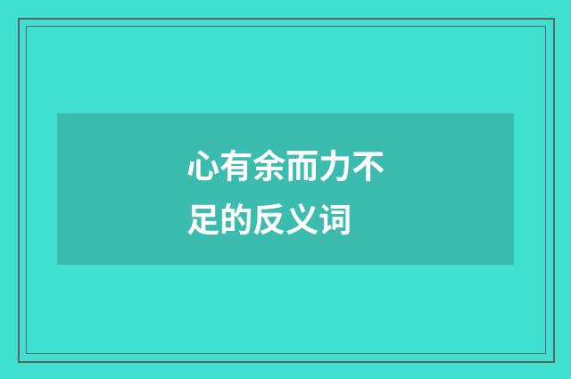 心有余而力不足的反义词
