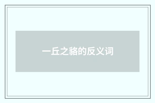 一丘之貉的反义词