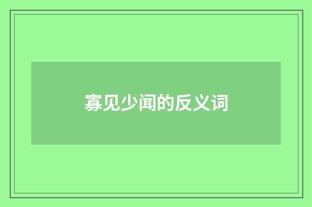 寡见少闻的反义词